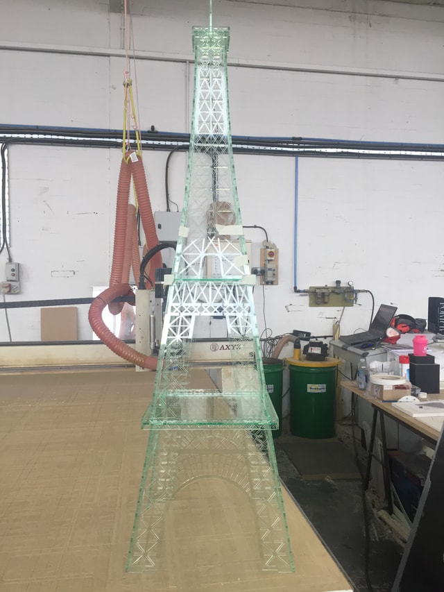 Transparent green acrylic Eiffel Tower display model